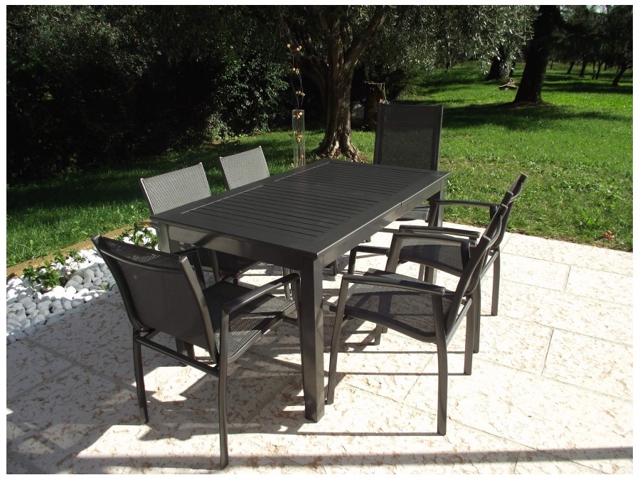 MAGAZZINI COSMA S.P.A. Tavolo da giardino Cuba allungabile, alluminio antracite,150/210x90x75 cm