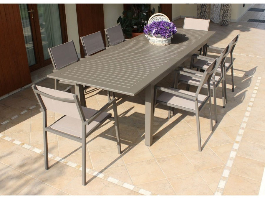 MAGAZZINI COSMA S.P.A. Tavolo da giardino Cuba allungabile, alluminio taupe,150/210x90x75 cm