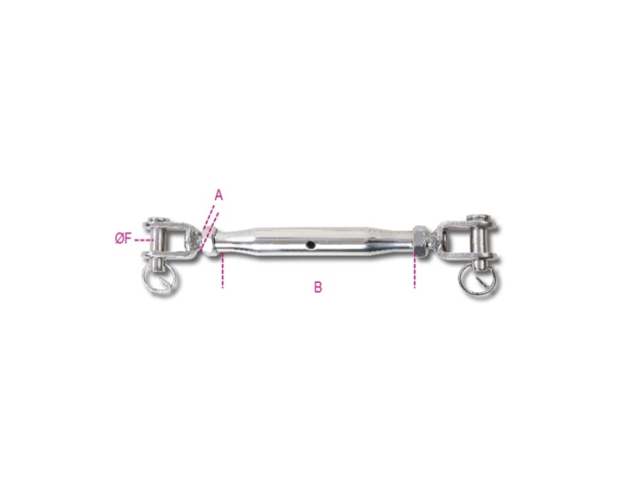 BETA UTENSILI Tenditore a due forcelle con canaula a tubo inox AISI 316