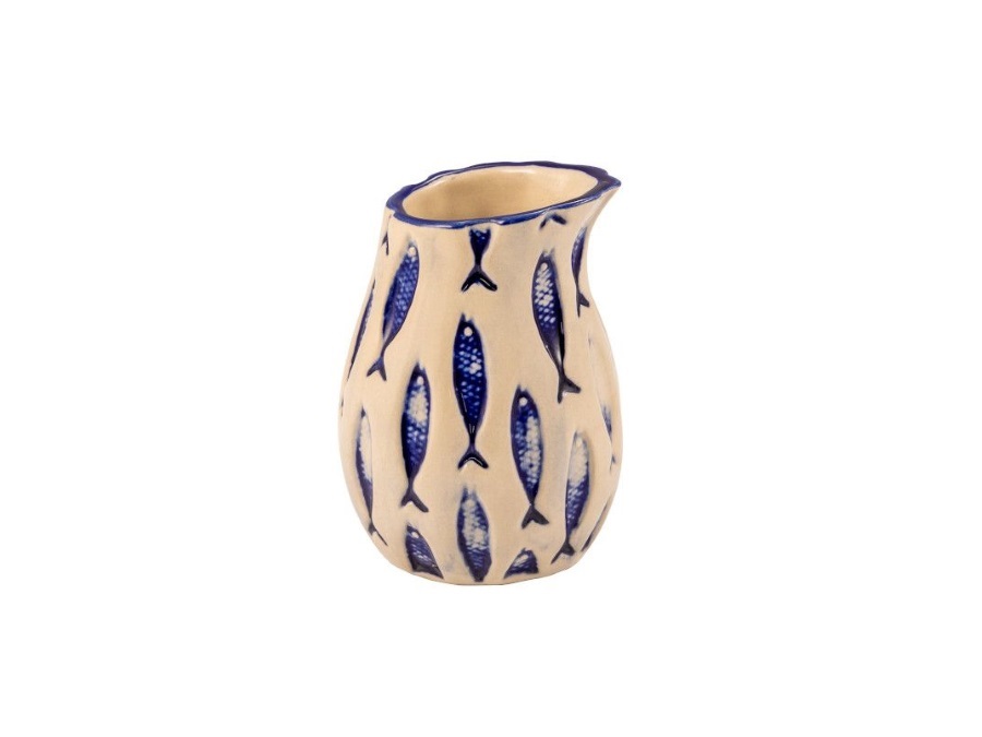 LE COQ THALASSIOS, Caraffa bianca con decoro blu in rilievo cl 20
