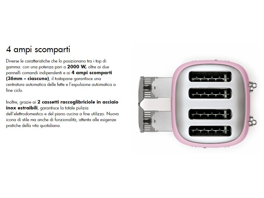 SMEG TOSTAPANE TOASTER 4X4 FETTE PANNA ANNI '50 SMEG