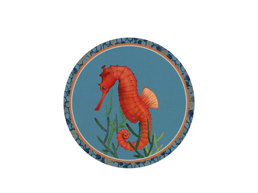 L'OCA NERA Tovaglietta rigida turchese Ø39 - Cavalluccio marino