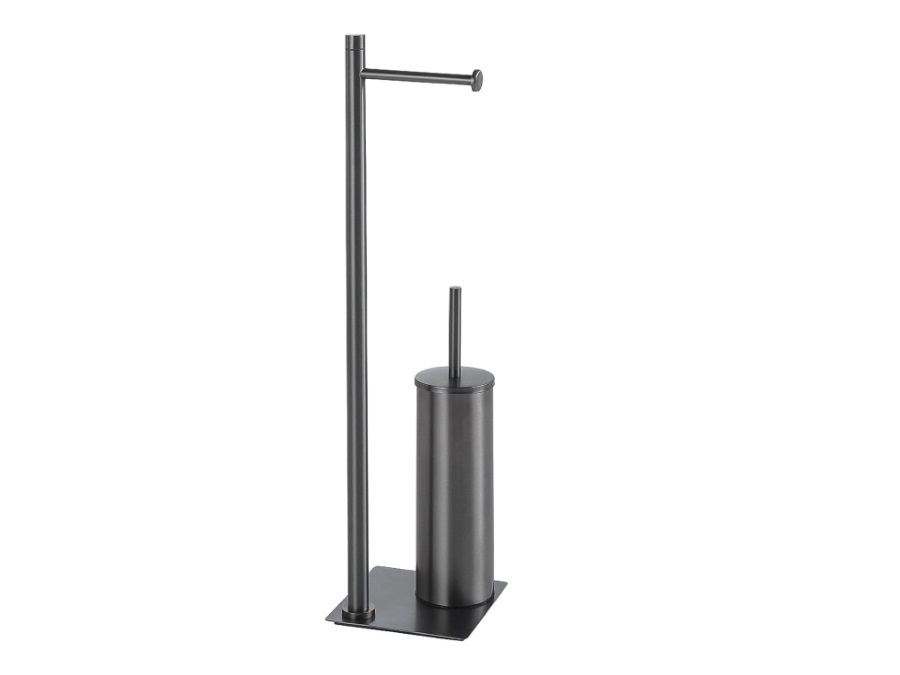 GEDY SPA Trilly, piantana con portarotolo e scopino wc gun metal