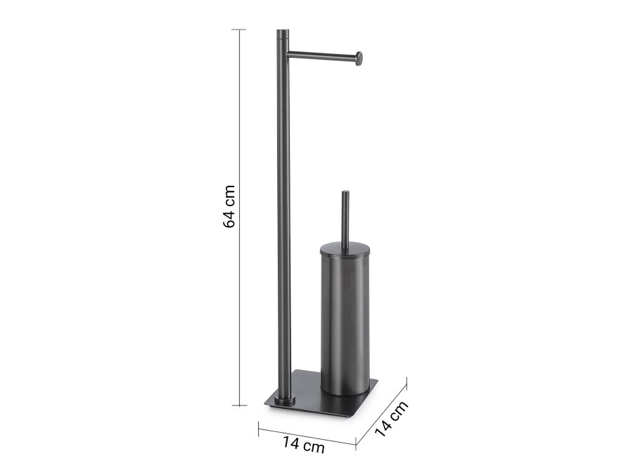 GEDY SPA Trilly, piantana con portarotolo e scopino wc gun metal