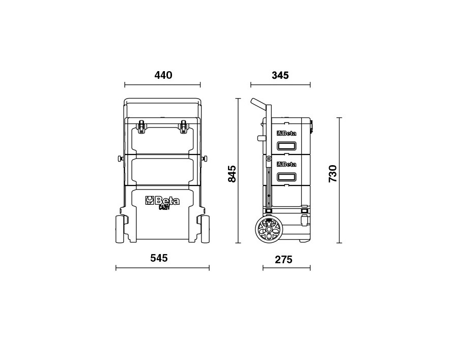 BETA UTENSILI Trolley portautensili a 3 moduli sovrapponibili