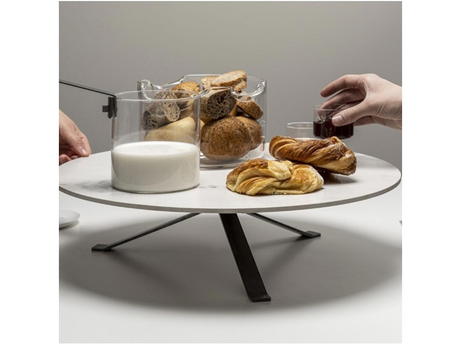 KNINDUSTRIE Variazioni sulla tavola, centrotavola gastronomico girevole bianco Ø50 H13 cm