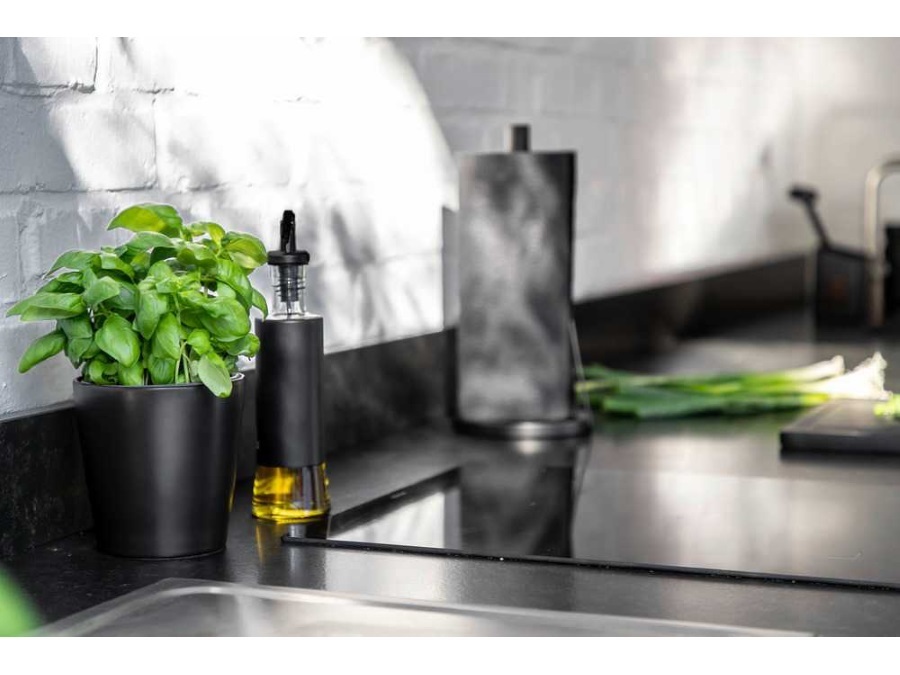 WENKO Vaso per erbe aromatiche Kuro in ceramica nera