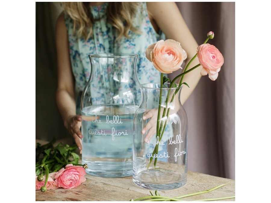 SIMPLE DAY LIVING & LIFESTYLE Vaso Portafiori decoro Che belli questi fiori, Ø 15 x h 27 cm