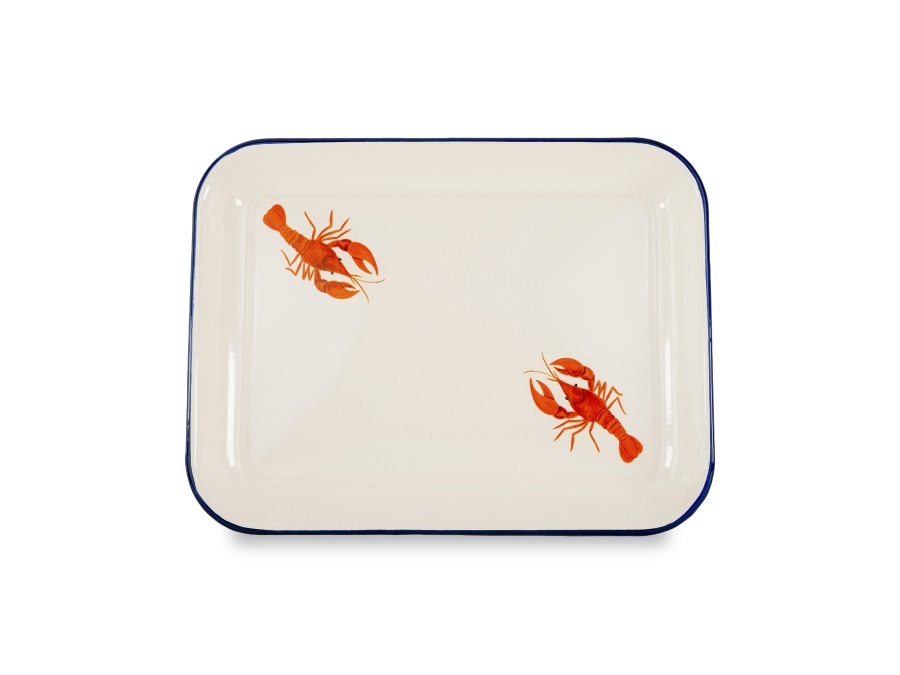 WD LIFESTYLE Vassoio in latta smaltata aragosta 34x25,5 cm