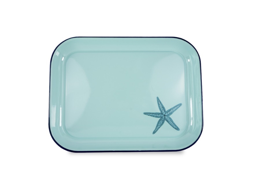 WD LIFESTYLE Vassoio in latta smaltata stella marina 41,5x31,5 cm