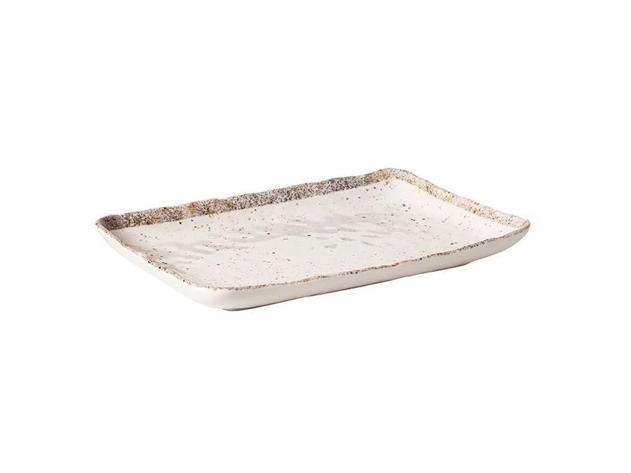 TABLE TOP PORCELLANE SAS Vassoio in melamina rettangolare linea Enjoy, decoro puntinato beige