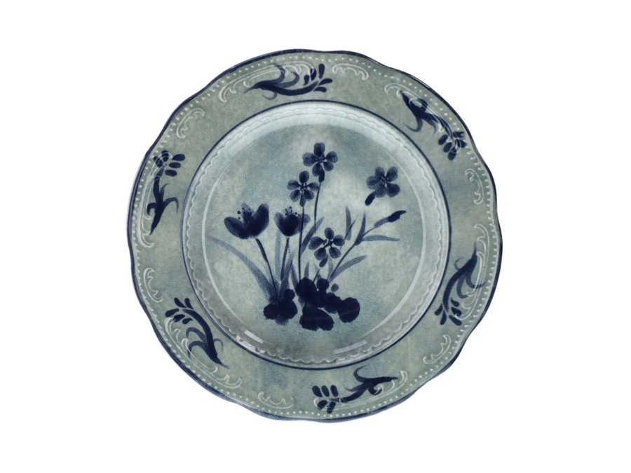 TOGNANA Vecchio vienna, piatto dessert Gray Flowers in porcellana - 21,7 cm