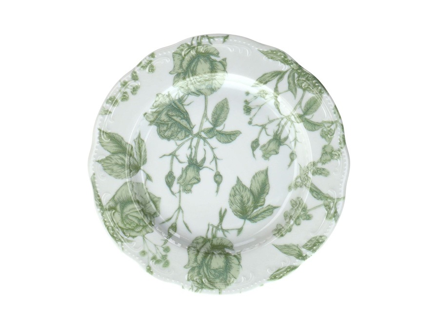 TOGNANA Vecchio vienna, piatto dessert Green Roses in porcellana - 21,7 cm