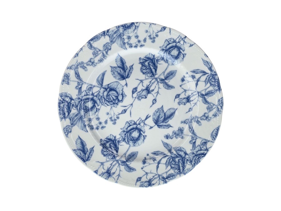 TOGNANA Vecchio vienna, piatto piano Blu Roses in porcellana - 28 cm
