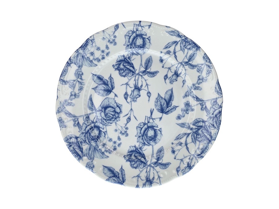 TOGNANA Vecchio vienna, piatto piano Blu Roses in porcellana - 31 cm