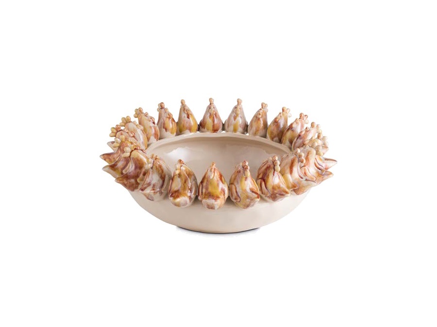 RITUALI DOMESTICI Vedetta, centrotavola galline, Ø40 cm, rosa