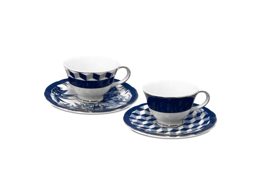 BACI MILANO versailles - set 2 tazzine caffè con piattino, Ø7,7x5,2 cm