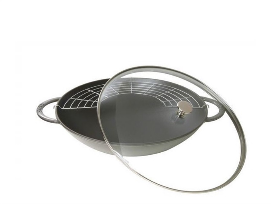 STAUB Wok con coperchio grigio grafite, Ø 37 cm