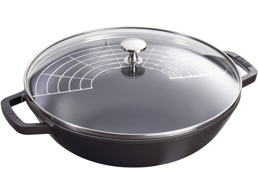 STAUB Wok con coperchio nero, Ø 30 cm