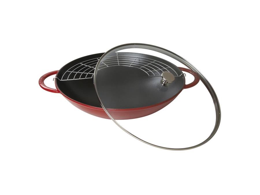 STAUB Wok con coperchio rosso ciliegia, Ø 37 cm