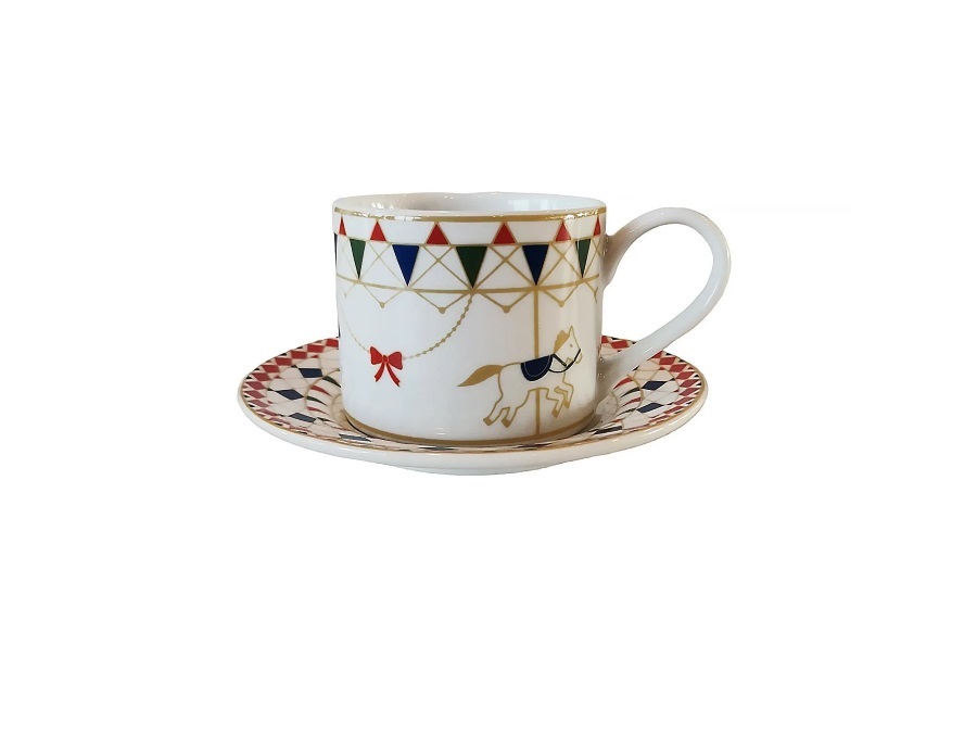 ROSE & TULIPANI Xmas carousel, tazza colazione in porcellana 350 cc