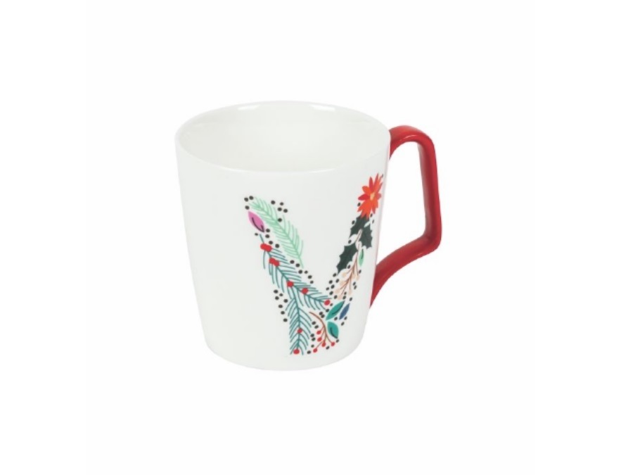 VILLA D'ESTE HOME TIVOLI Xmas Monogram Mug V in porcellana