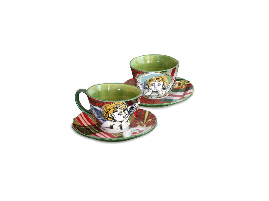 BACI MILANO xmas tartan - set 2 tazzine caffè