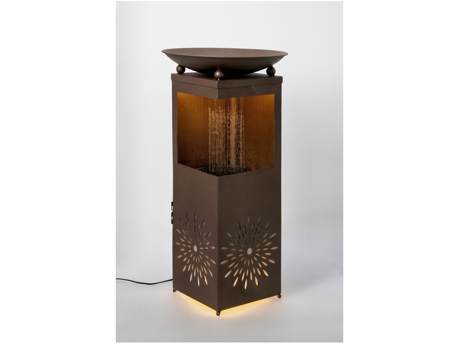 BIZZOTTO Yuki, fontana rettangolare con led, marrone, 40,5x40,5x78h cm